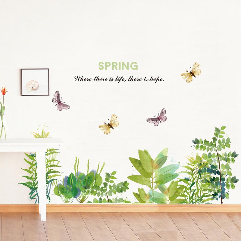 Wallpaper Creative Warm Romantic Baseboard Wall Sticker Butterfly Garden Flowers Custom Wall Sticker