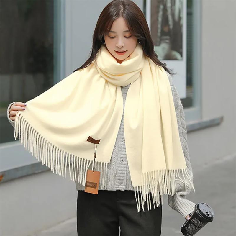 Scarf Women's Winter Warmth Solid Color Thick High-end Autumn Shawl Dual-use Versatile Neck and Collar