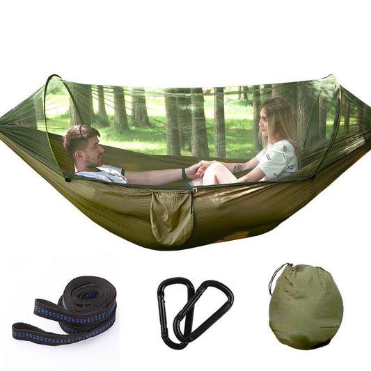 Fully Automatic Speed-opening Hammock with Mosquito Net Outdoor Single Anti-mosquito Adult Parachute Anti-rollover Indoor Swing