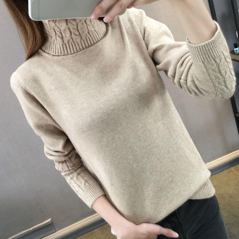 Medium and Long Section High Collar Sweater Winter Warm Knitting Sweaters Large Size Sweater Woman