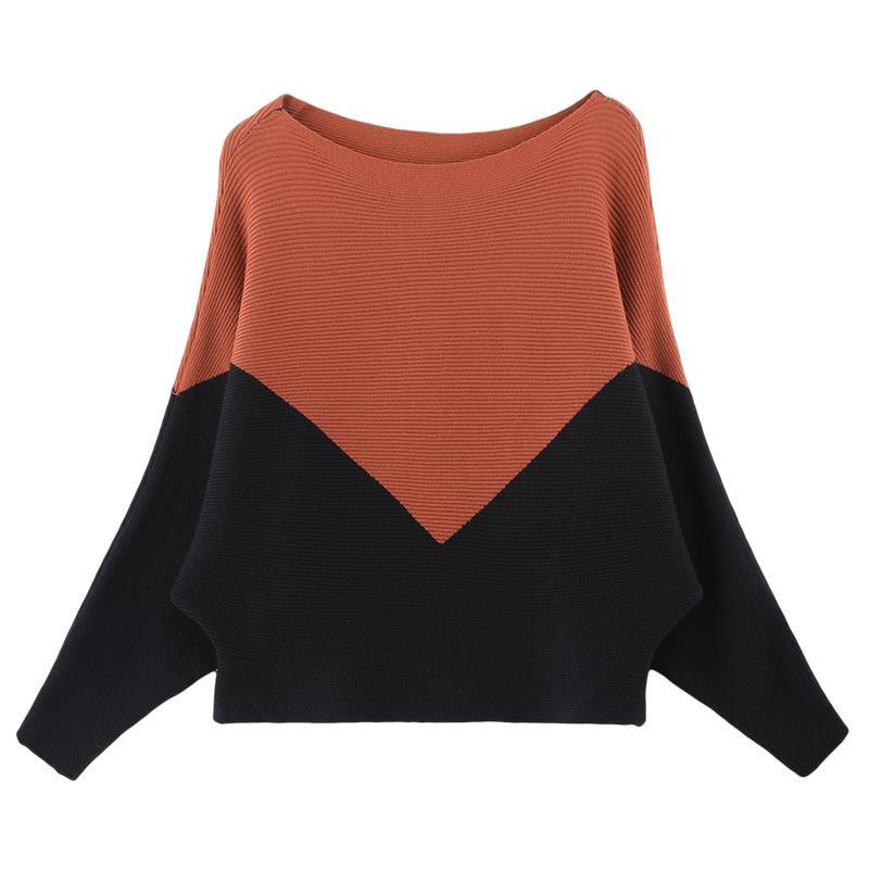 Autumn and Winter Fashion Bawting Top One-neck Bottoming Pullover Sweater Women Loose All-match Sweater