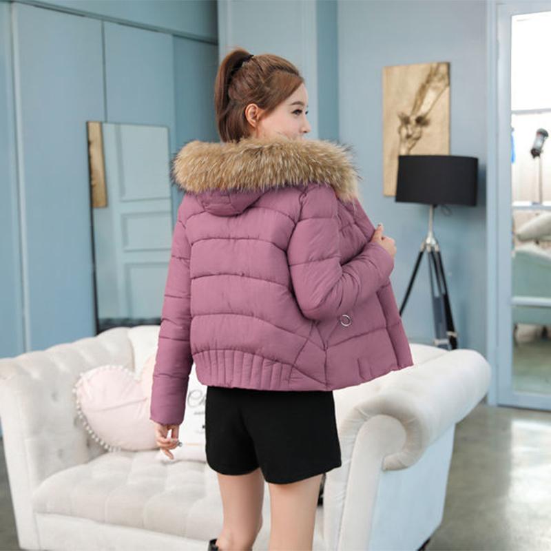 Women's Solid Color Down Jacket Mid-length Korean Loose Thick Coat Warm Cotton Coat Big Fur Collar Winter Clothes Quilted Coat