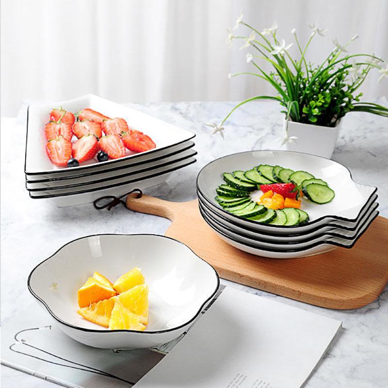 Nordic Style Plate Dish Plate Household Ceramic Dish Plate Creative Fruit Plate Square Dessert Plate Heart-shaped Plate