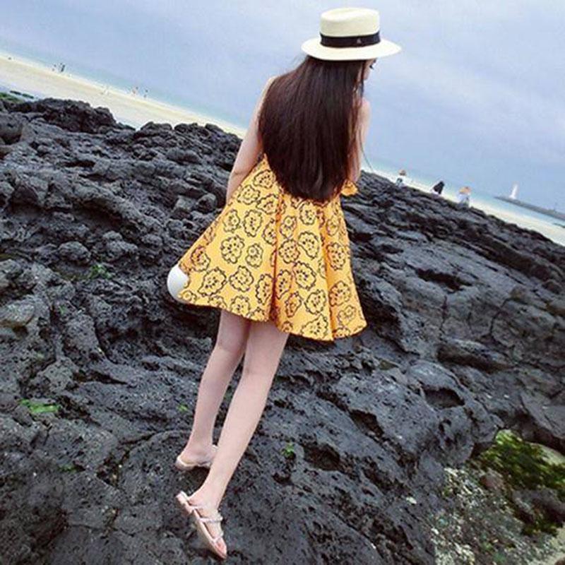 Boho Printed V-neck Strap Dress Holiday Beach Mini Dress Backless Above Knee Sundress