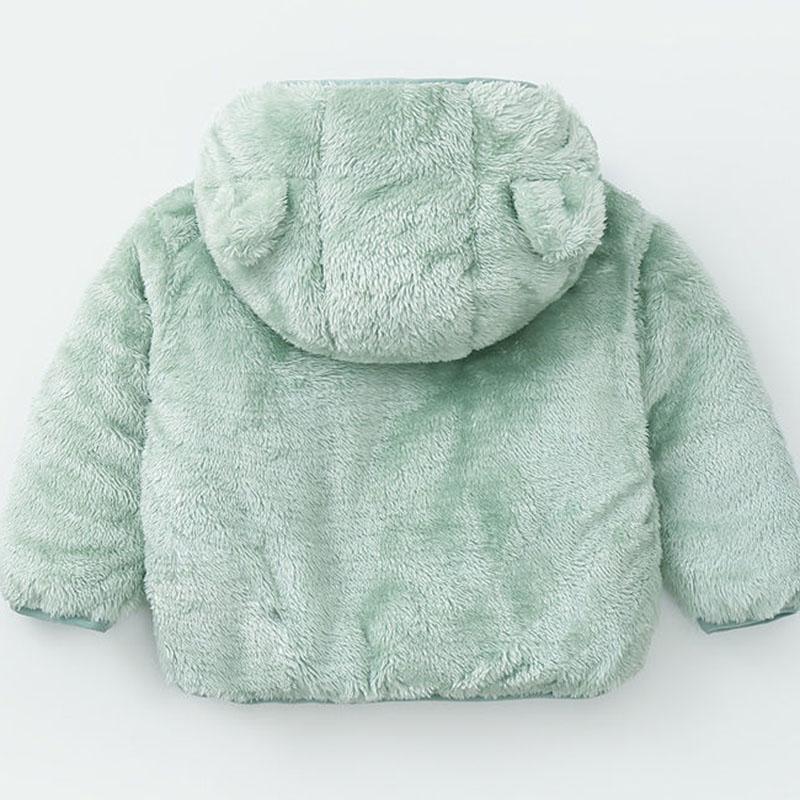 Children's Jacket Boys and Girls Autumn and Winter Padded Cotton Clothes Baby Children Coral Fleece Children's Hooded Plus Velvet Padded Jacket