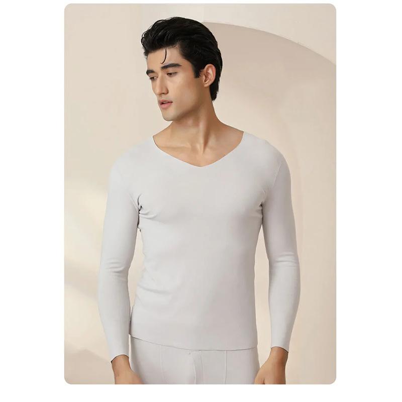 Men's 2 Pieces Long-sleeve Suit Set Thermal Underwear Temperature Homewear Slim Comfortable Home Pajamas Tight Warm Body Suit Round Neck Clothing