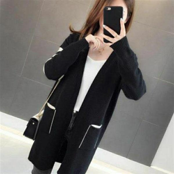 Spring and Autumn Loose Casual Sweater Mid-length Knitted Outer Wear Top Fashion All-match Female Jacket