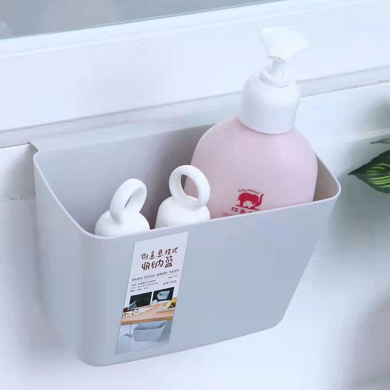 Kitchen Household Wall-mounted Plastic Trash Can Toiletries Storage Bucket Cabinet Door Hanging Bucket Desktop Sundries Storage Box