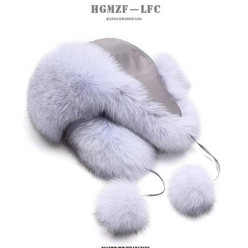 Ladies Hat Autumn and Winter Fox Fur Lei Feng Hat Mongolia Northeast Thickened Cold and Warm Ski Fur Ear Protection Cotton Hat