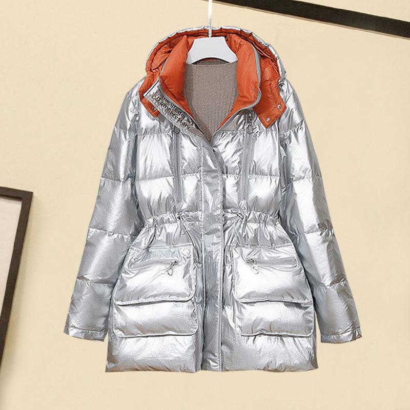 Winter New Down Jacket Women's Mid-length Korean Style Slim Shiny Thick Coat Down Jacket