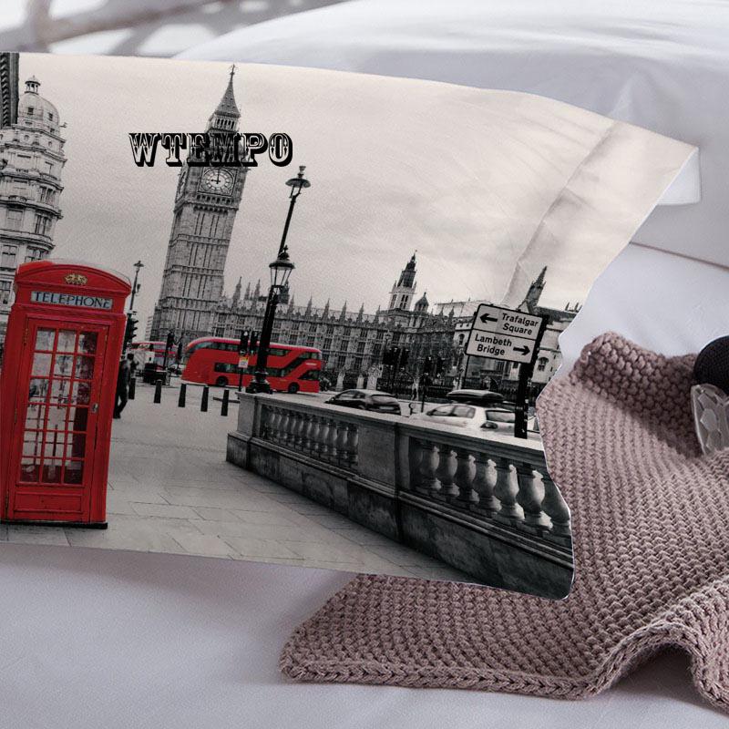 Big Ben Bedding Set Sheet Pillowcases Bedclothes Duvet Cover London Prined Bed Set