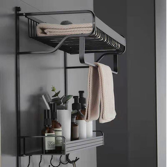 Bathroom Towel Rack Vanity Storage with Hooks Wall-mounted Toilet Racks Towel Rack Kitchen Organizer Wash Storage Rack