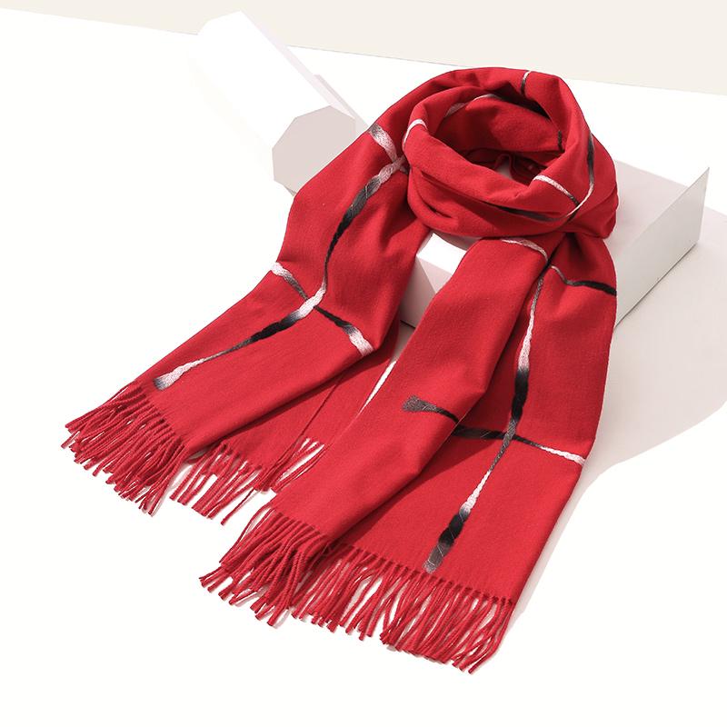 Cashmere Scarf Pink Wool Scarves for Women Winter Warm Female Fashion Lady Shawls