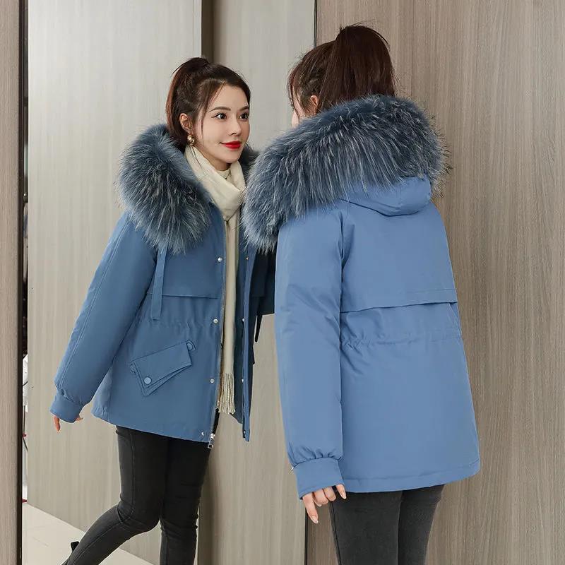 Autumn and Winter Large Cotton-padded Jacket Women's Hooded Pie Overcoming Down Jacket Women's Thickened Warmth Casual Waist Coat