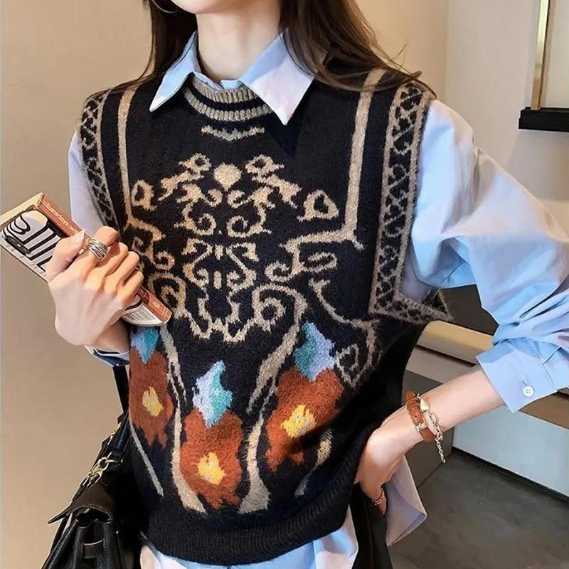 Women's Waistcoat Spring and Autumn Wear 2021 Knit Vest Waistcoat Korean Style Outer Sweater