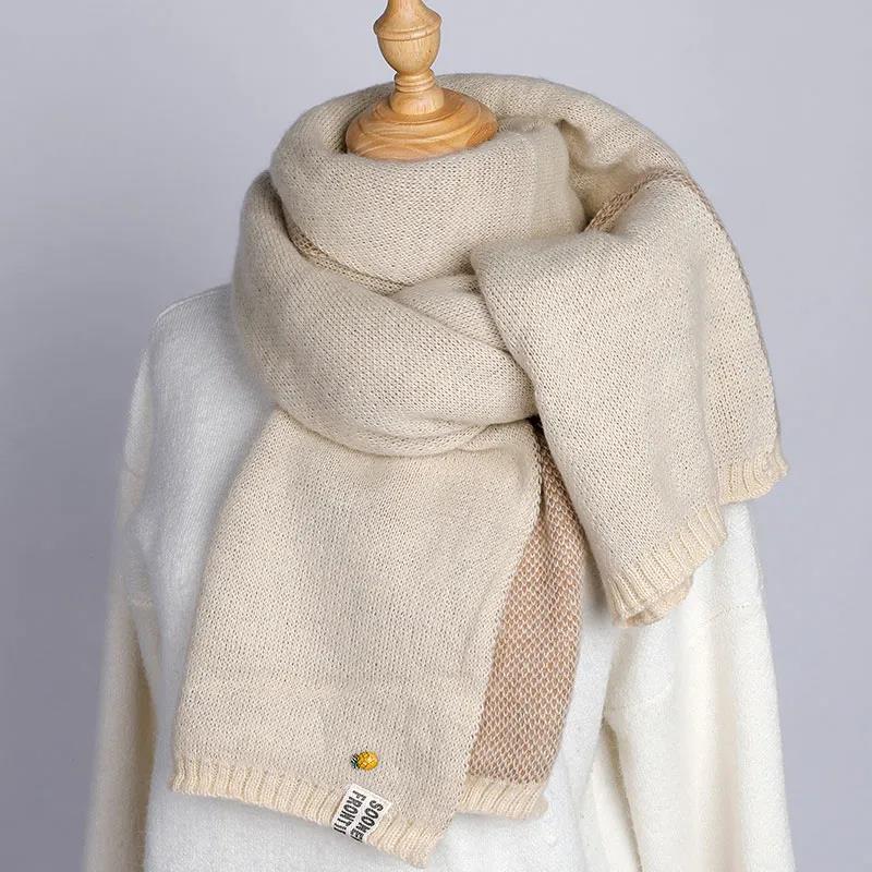 Autumn and Winter Women's Scarf Imitation Cashmere Thickening Fashion Warm Scarf Pure Color Wild Scarf Shawl