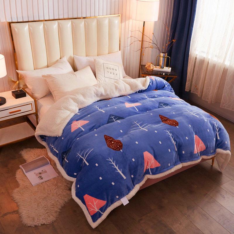 Winter Thick Double Layer Lamb Wool Multifunctional Blanket Duvet Cover Blanket Single Sheet Flannel Duvet Cover Warm Travel Blanket Zipper Bedspread