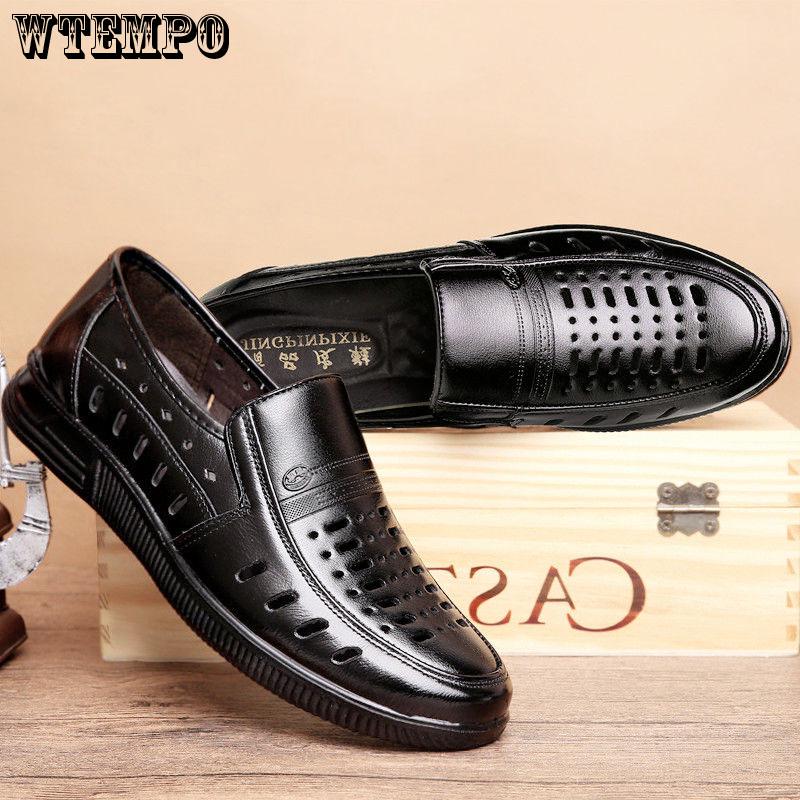 Summer Comfortable Men Casual Shoes Loafers Men Shoes Quality Split Leather Shoes Men Sandals