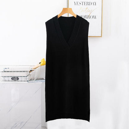 Women's Spring and Autumn Knit Sweater Vest Vest Korean Version Loose V-neck Waistcoat Sleeveless Sling All-match Sweater Women