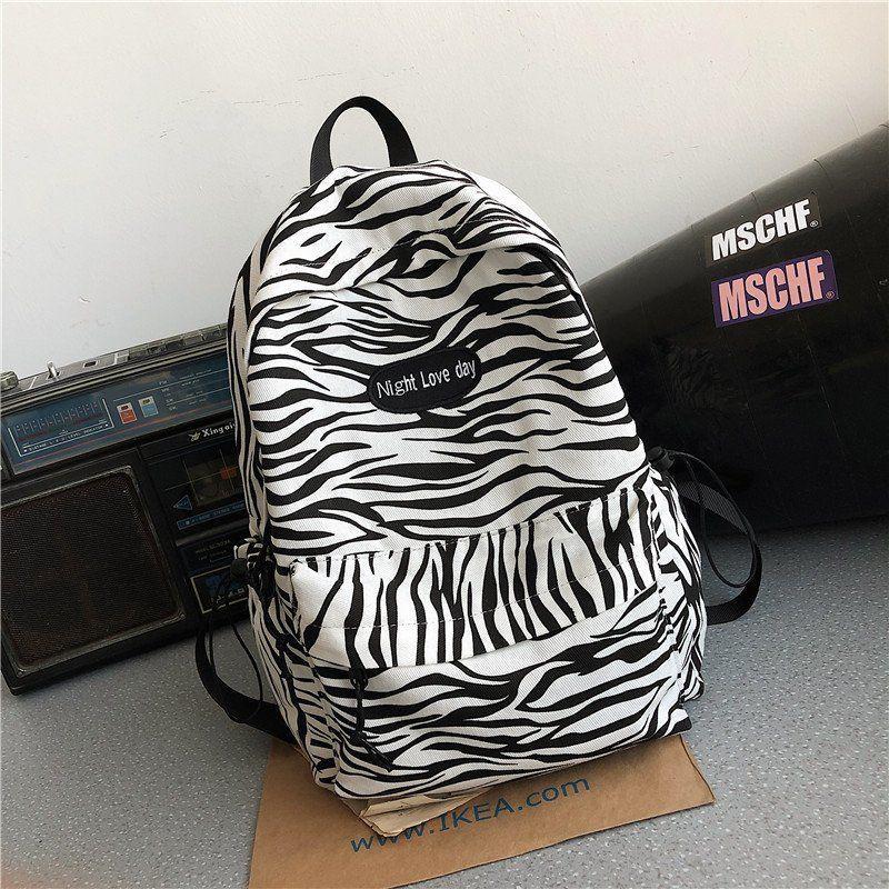 Leopard Zebra Print Unisex High-capacity Multi-layer Canvas Backpack Travel Shopping Student Schoolbag Casual Simple