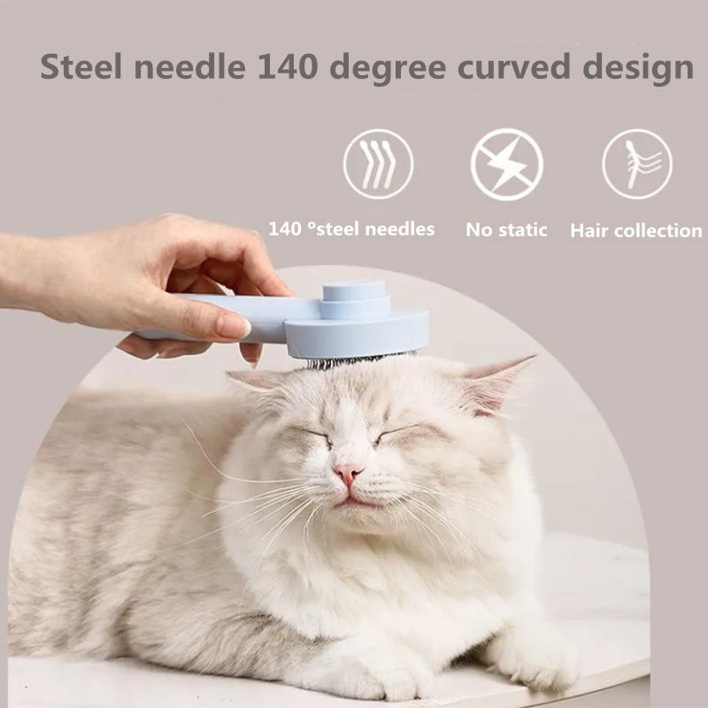 Pet Cat Comb Grooming Comb Dogs Hair Cleaning Brush Floating Hair Cleaner Pets Hair Artifact Needle Comb Matted Hair Remover Cat Massage Comb