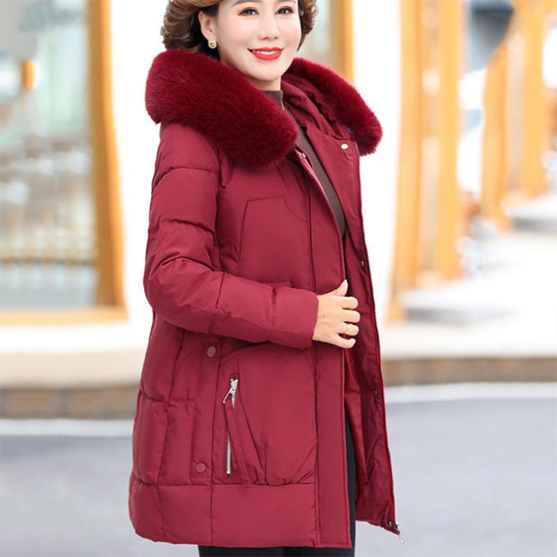 Women's Mid-length Down Jacket Winter Korean Loose Cotton Clothes Casual Hooded Padded Jacket Quilted Jacket