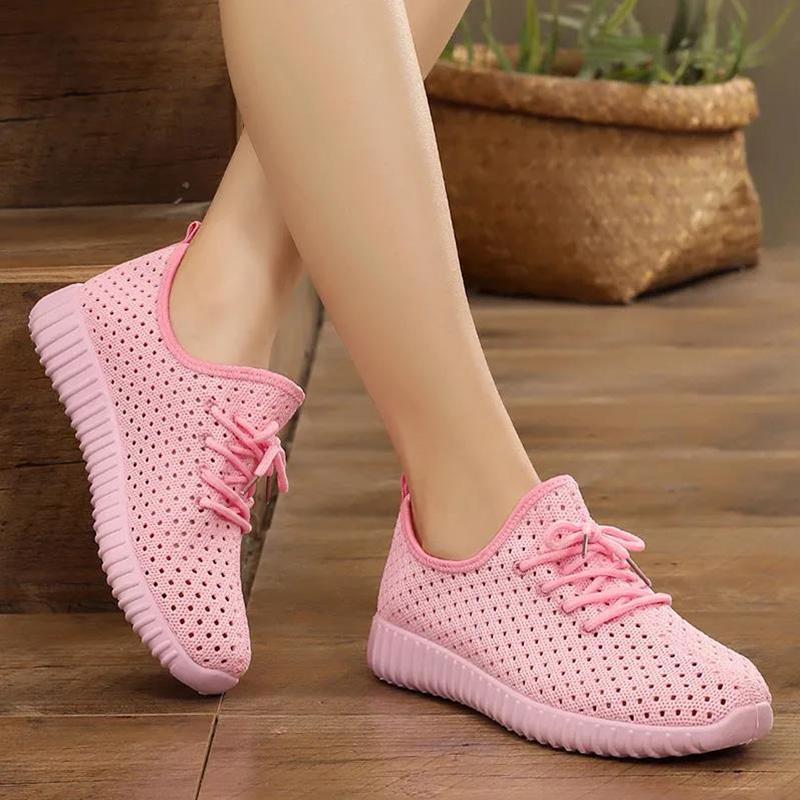 Summer Net Shoes Women's Hollow Breathable One-step Flat Bottom Pregnant Women Shoes Non-slip Breathable Fashion Sports Shoes