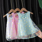 Girls Dress Summer New Children Baby Mesh Skirt Cute Princess Dress Round Neck Sleeveless A-line Skirt Girls Floral Dress