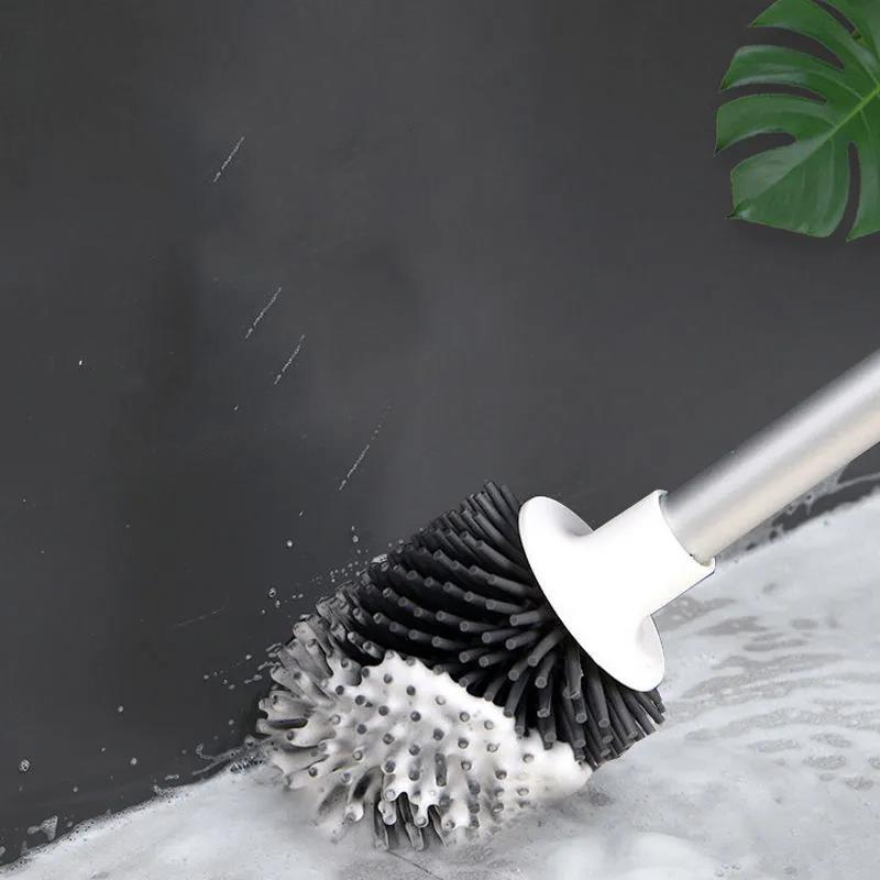 Toilet Brush Wall-mounted Silicone Household No Dead Ends Wash Toilet Brush Bathroom Wall-mounted Cleaning Kit