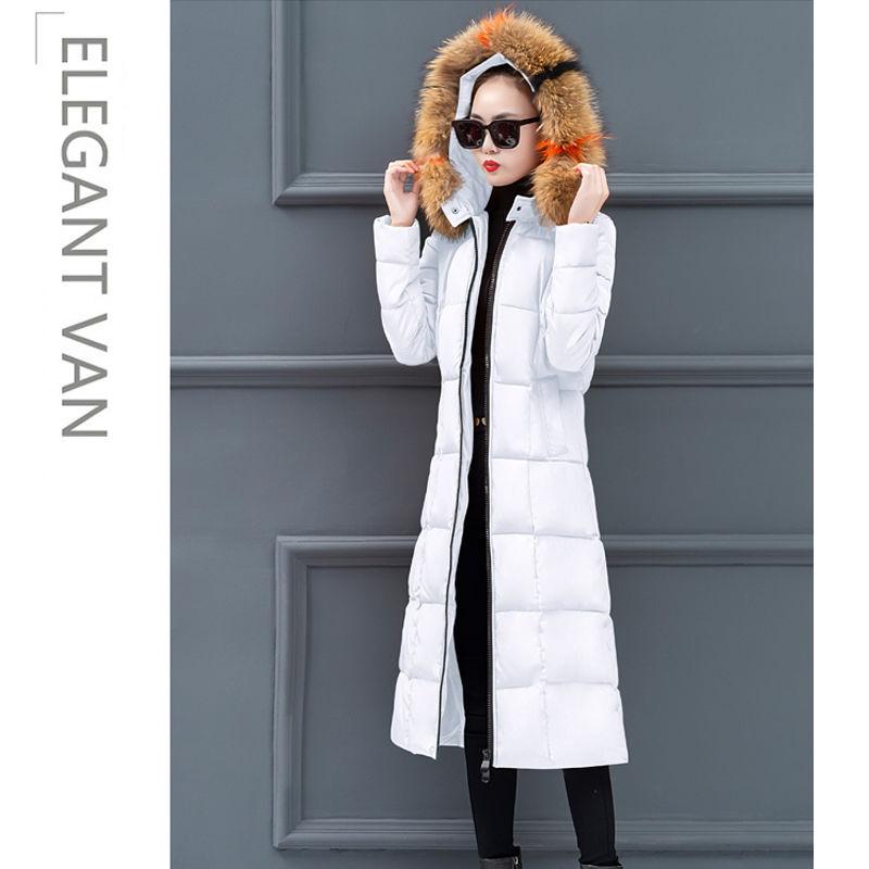 Winter Ladies Down Padded Jacket Fashion Plus Fleece Hooded Padded Jacket Thick Warm Long Coat