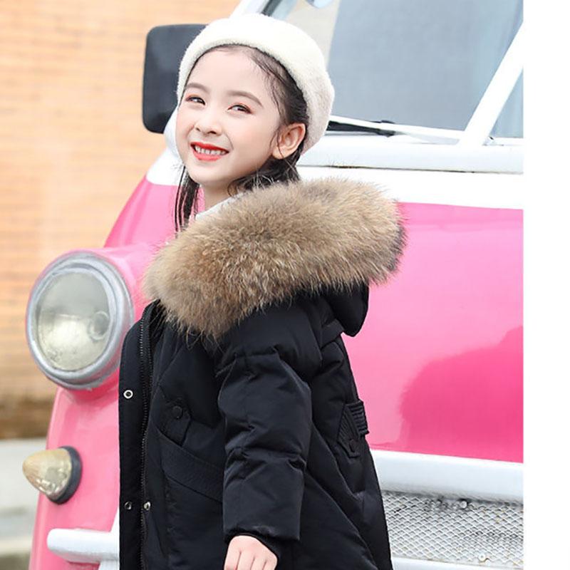 Girls' Winter Warm Cotton Coat Mid-length Plus Velvet Padded Cotton Jacket Korean Fashion Windproof Jacket