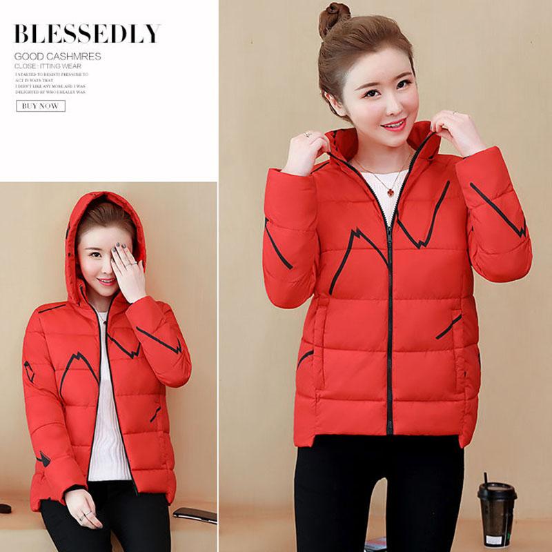 Women's Short Cotton-padded Jacket Thick Cotton-padded Coat Winter Loose Large Size Warm Jacket Printed Hooded Parka Jacket