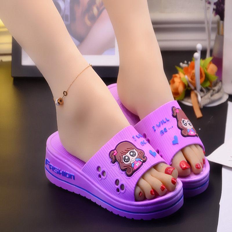 Slippers Women's Thick-soled Non-slip Thick-soled Home Wear One-word Sandals and Slippers Rubber Shoes Are Light Non-slip Non-slip