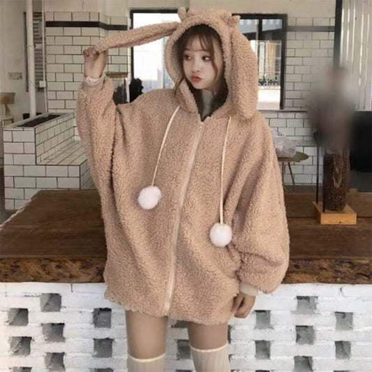 Autumn and winter sweater cotton women Sweatshirt wild large size long sleeve warm hooded Top