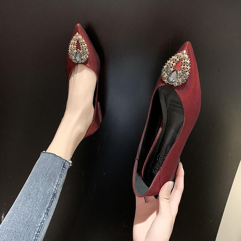 Plus Size 35-40 Summer Women Slippers Outdoor Bohemian Beach High Heels Wear-resistant Non-slip Office Lady Drill Pointed Sandals