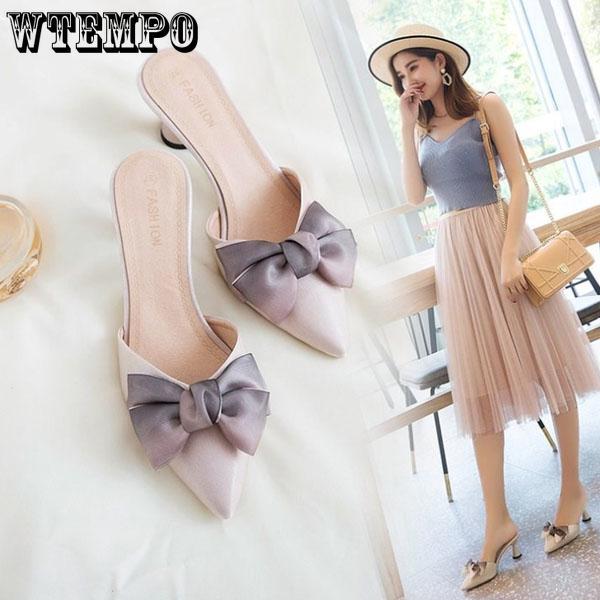 Summer Ladies High Heel Sandals Bow Decoration Breathable and Not Stuffy Peep-toe Outdoor Shoes