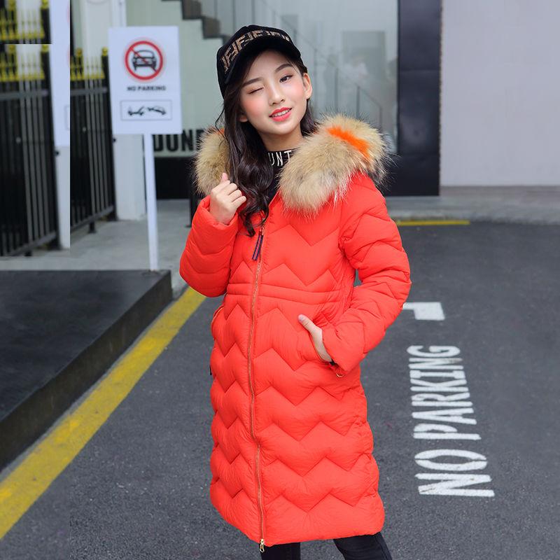 Girls Down Jacket Thickening Velvet Fashion Pike Clothing Long Hooded Kids Winter Parkas