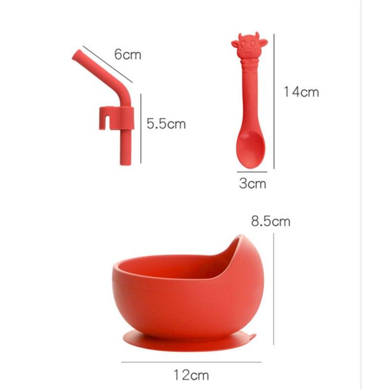 Baby Show Children Tableware Food Grade Silicone Suction Cup Bowl and Cartoon Spoon Sets Solid Feeding Tableware Baby Goods