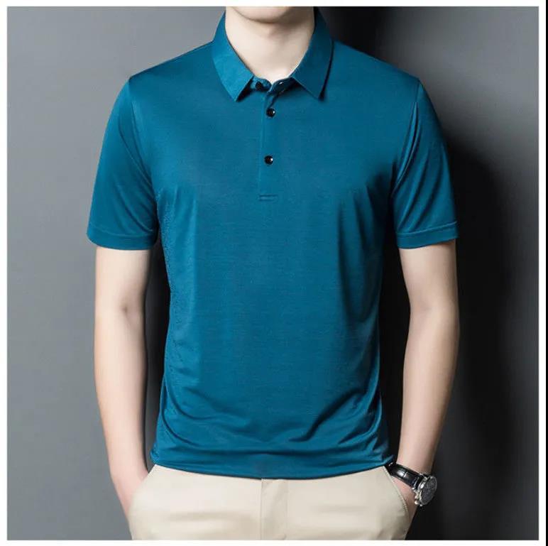 Men's Summer Ice Silk Middle-aged Short-sleeved T-shirt Loose Casual Business T-shirt Men's Top