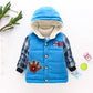 Boy's Padded Coat Baby Padded Jacket Winter Warm Coats Hooded Cartoon Bear Pattern Plus Velvet Children's Padded-jackets