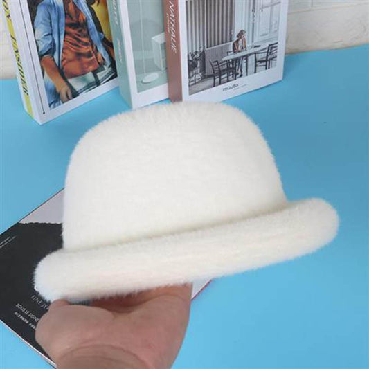 Women's Autumn and Winter Round Face All-match Curling Small Round Hat Small Top Hat Female Imitation Mink Fur Hat