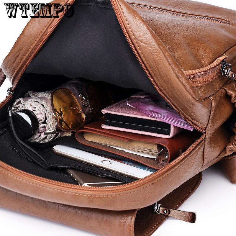 New Fashion Women Leather Backpack Female solid color Bag Ladies Softback Backpacks Mochilas