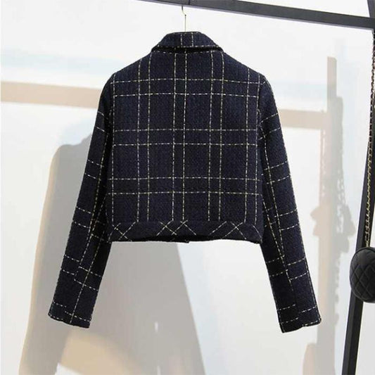 Fragrant Wind Jacket Skirt Suit Skirt Female Ladies Temperament Dress Two-piece Plaid Pattern Temperament Suit Elegant and Comfortable