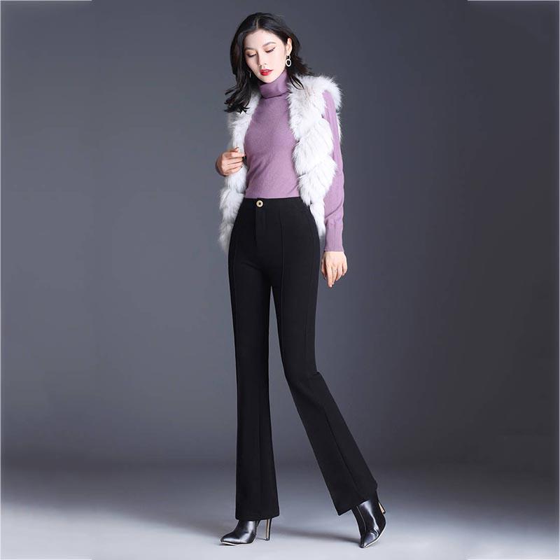 Woolen Trousers Female Was Thin High Waist Flared Pants Casual Straight Trousers Drape Trousers