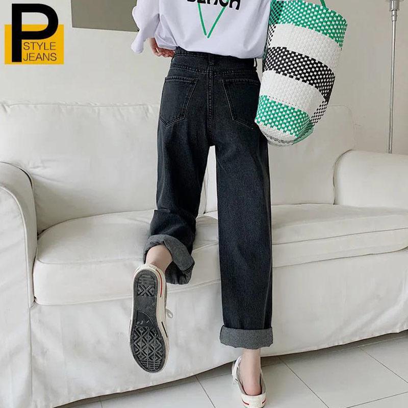 Spring and Autumn High-waisted Jeans Women Korean Style Loose Students Are Thin and Versatile Wide-leg Straight Long Pants