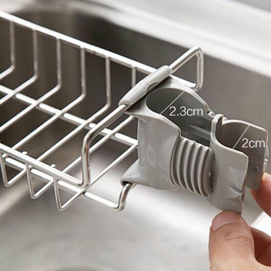 Kitchen Sink Faucet Shelf Stainless Steel Sponge Holder Adjustable Sink Faucet Dishcloth Towel Storage Rack