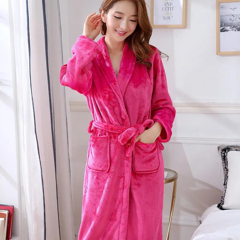 Winter Kimono Robe Plush Fleece Bathrobes for Women Soft Warm Printed Long Sleeve Sleepwear Pajamas