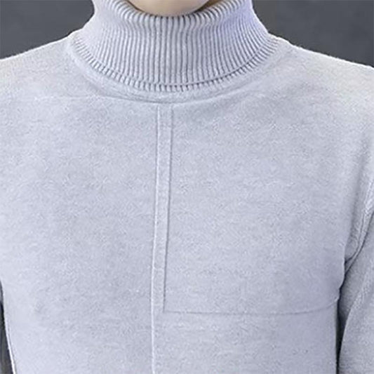 Turtleneck Sweatershirts Men's Round Neck Solid Color Pullover All-match Warm Sweater Autumn