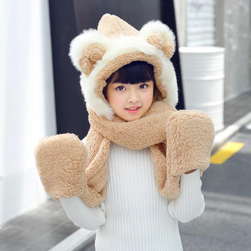 Parent-child Scarf & Hat & Gloves Women Girl Winter Warmer Fashion Cozy Soft