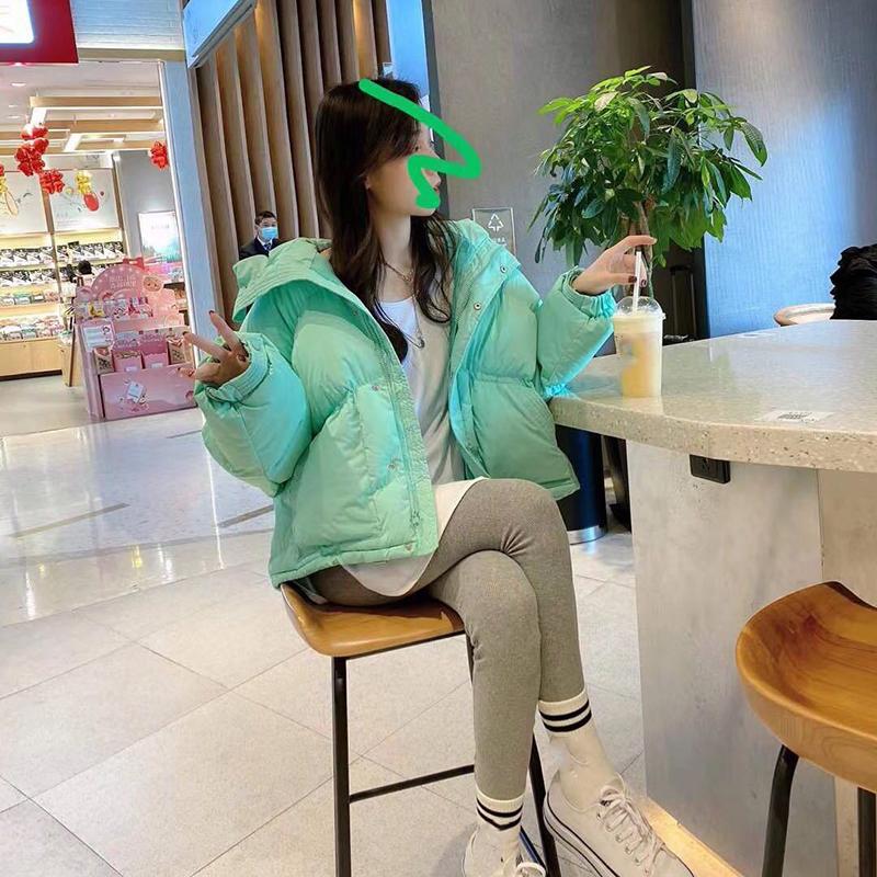 Women's Winter Korean Style Loose Quilted Jacket Women's Warm Stand-collar Down Jacket Solid Color Mid-length Down Jacket Quilted Jacket